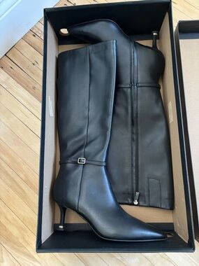 NIB Kenneth Cole New York "Utah" Black Leather Knee-High Boots - Size 8.5 -